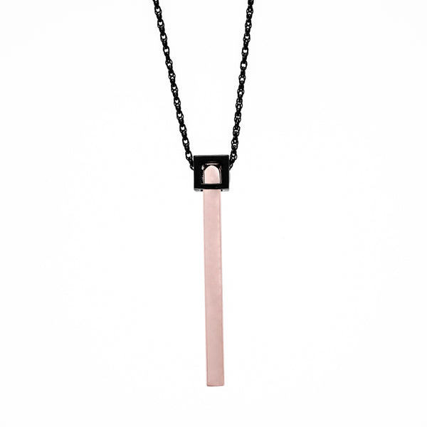 SQUARE AND ROSE GOLD BAR NECKLACE