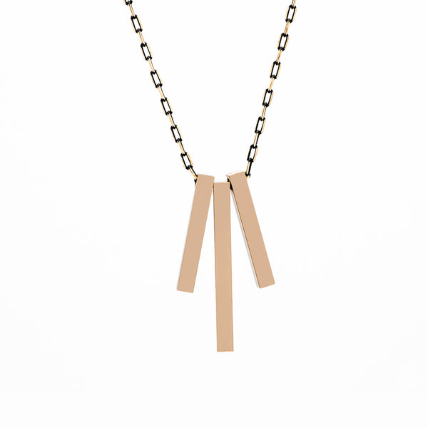 Three Brass Bar Necklace