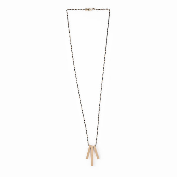 Three Brass Bar Necklace